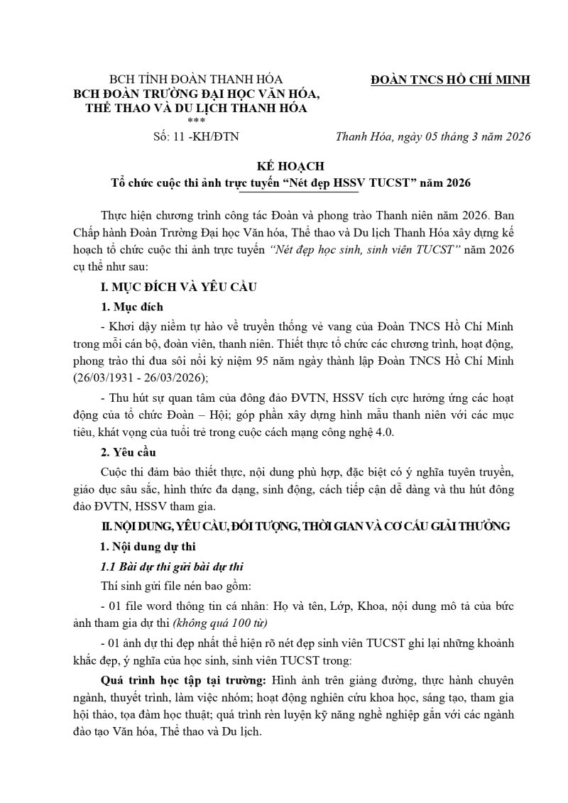 11. KH thi ảnh online N&eacute;t đẹp HSSV TUCST năm 2026_page-0001.jpg