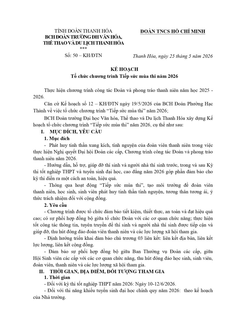50. KH Tổ chức chương tr&igrave;nh Tiếp sức m&ugrave;a thi năm 2026_page-0001.jpg